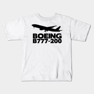 Boeing B777-200 Silhouette Print (Black) Kids T-Shirt